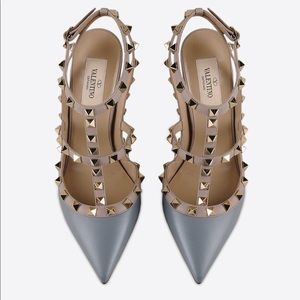 Valentino Grey Rock Stud Pumps